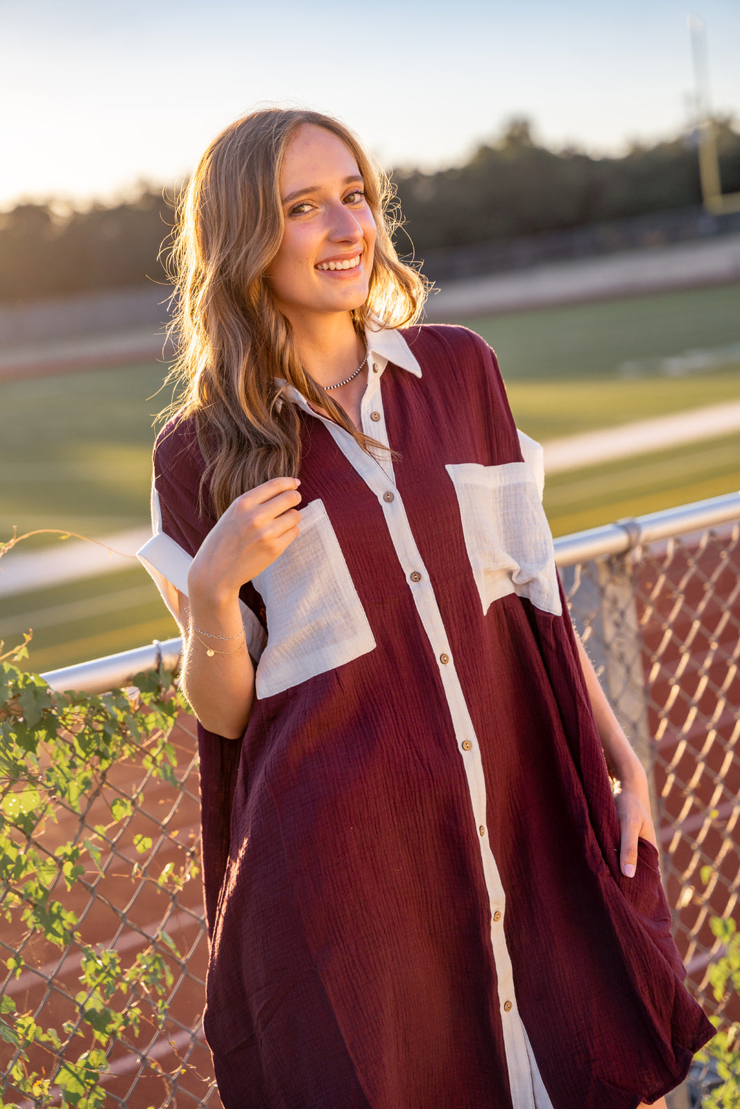 Cotton Color Block Shirt Dress The Palm Social Collection