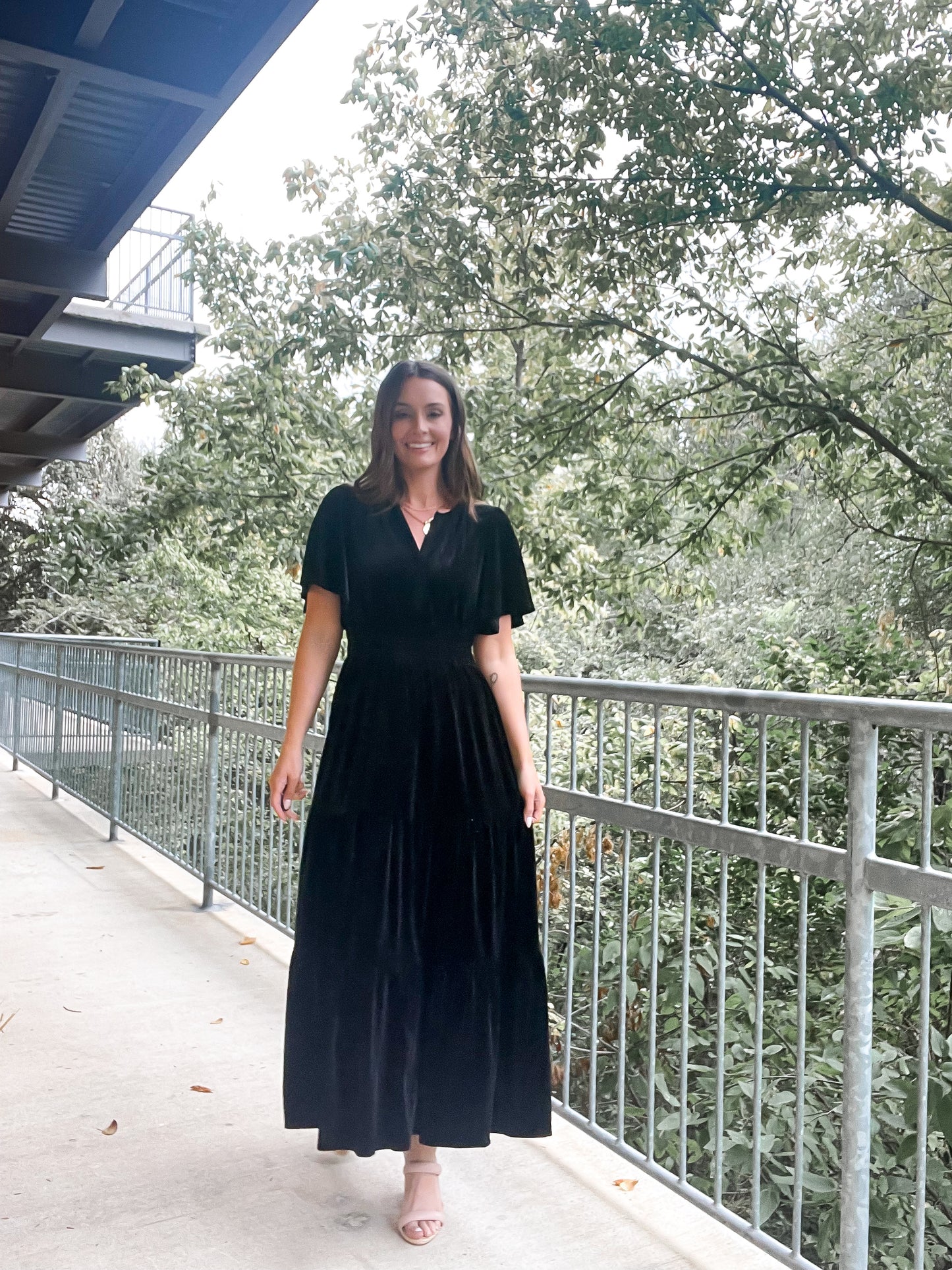 Ruffle Velvet Maxi Dress