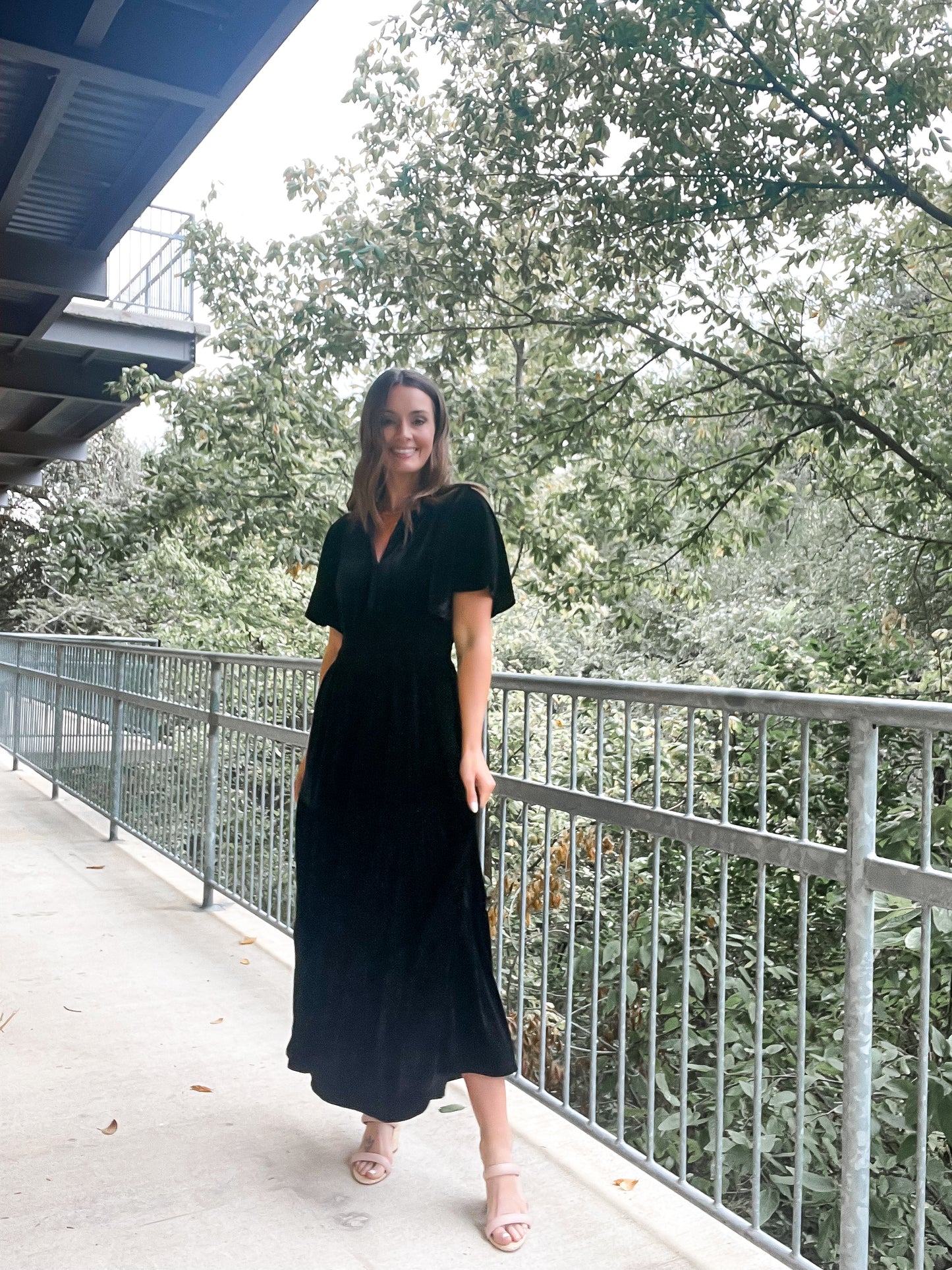 Ruffle Velvet Maxi Dress