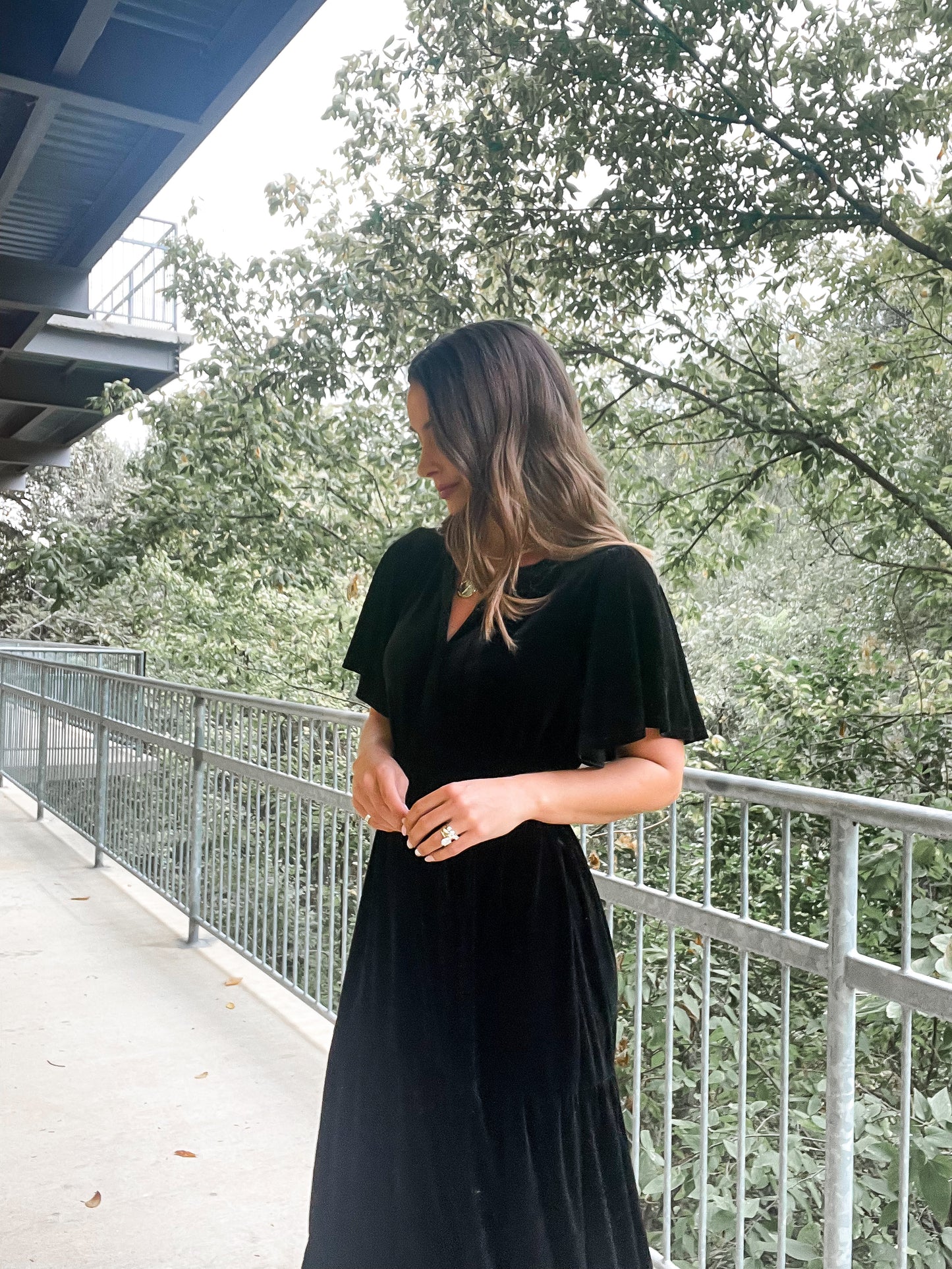 Ruffle Velvet Maxi Dress