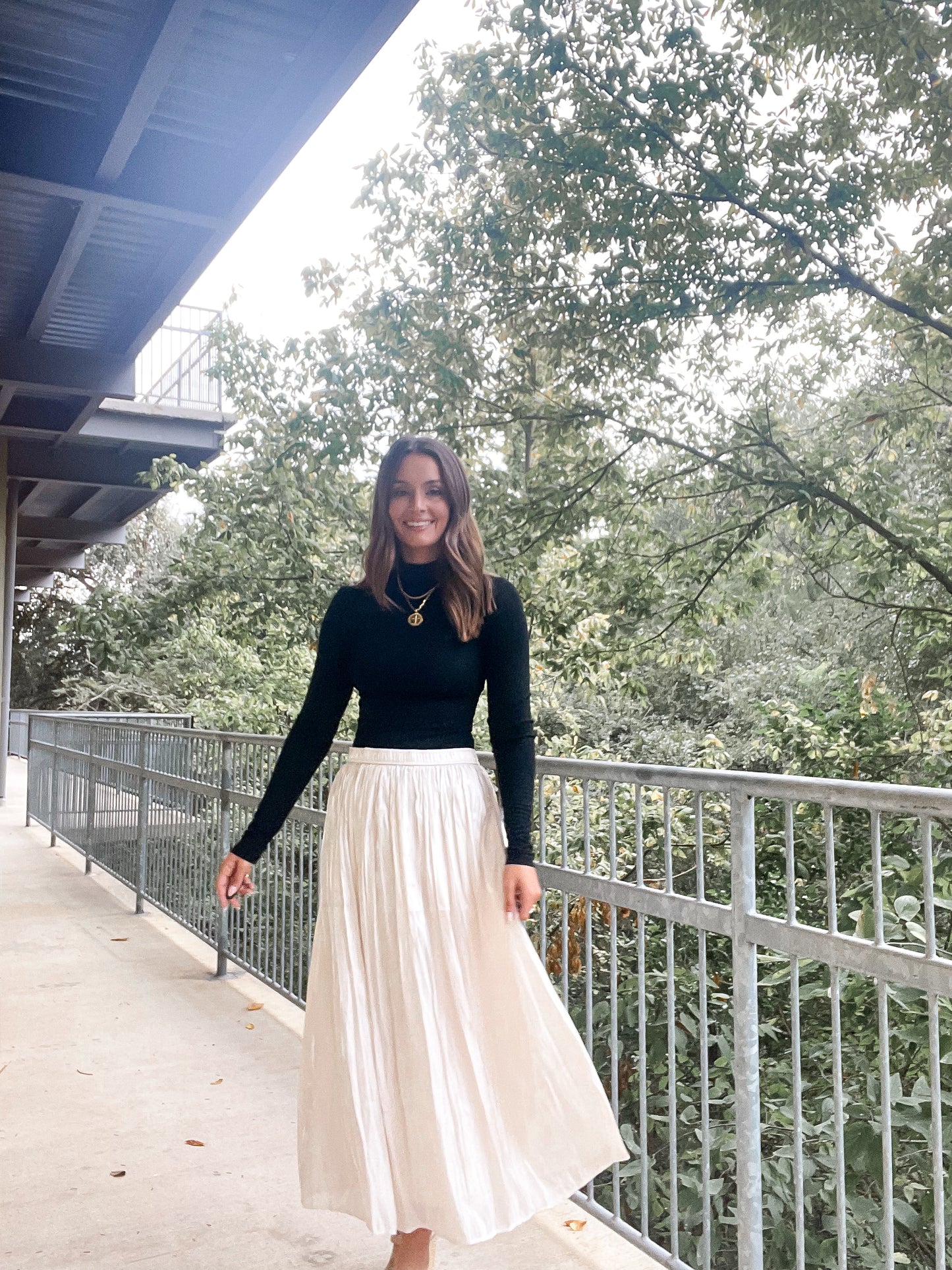 Crinkled Satin Skirt
