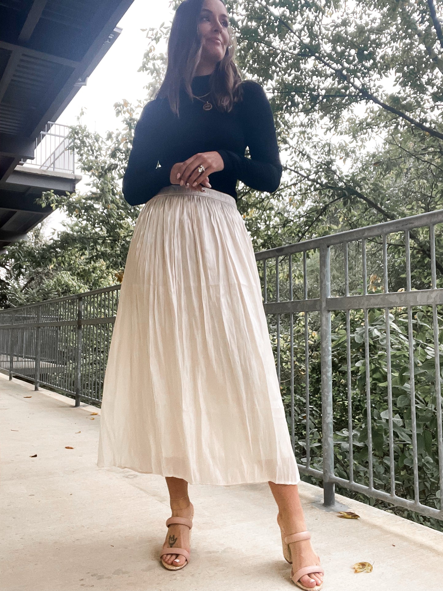 Crinkled Satin Skirt