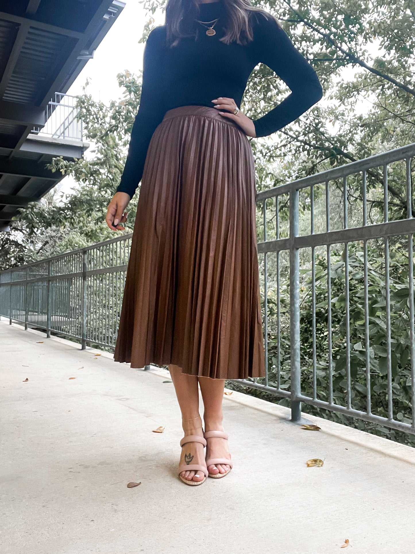 Leather Pleated Skirt