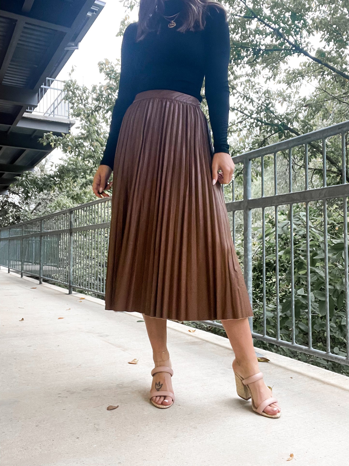 Leather Pleated Skirt