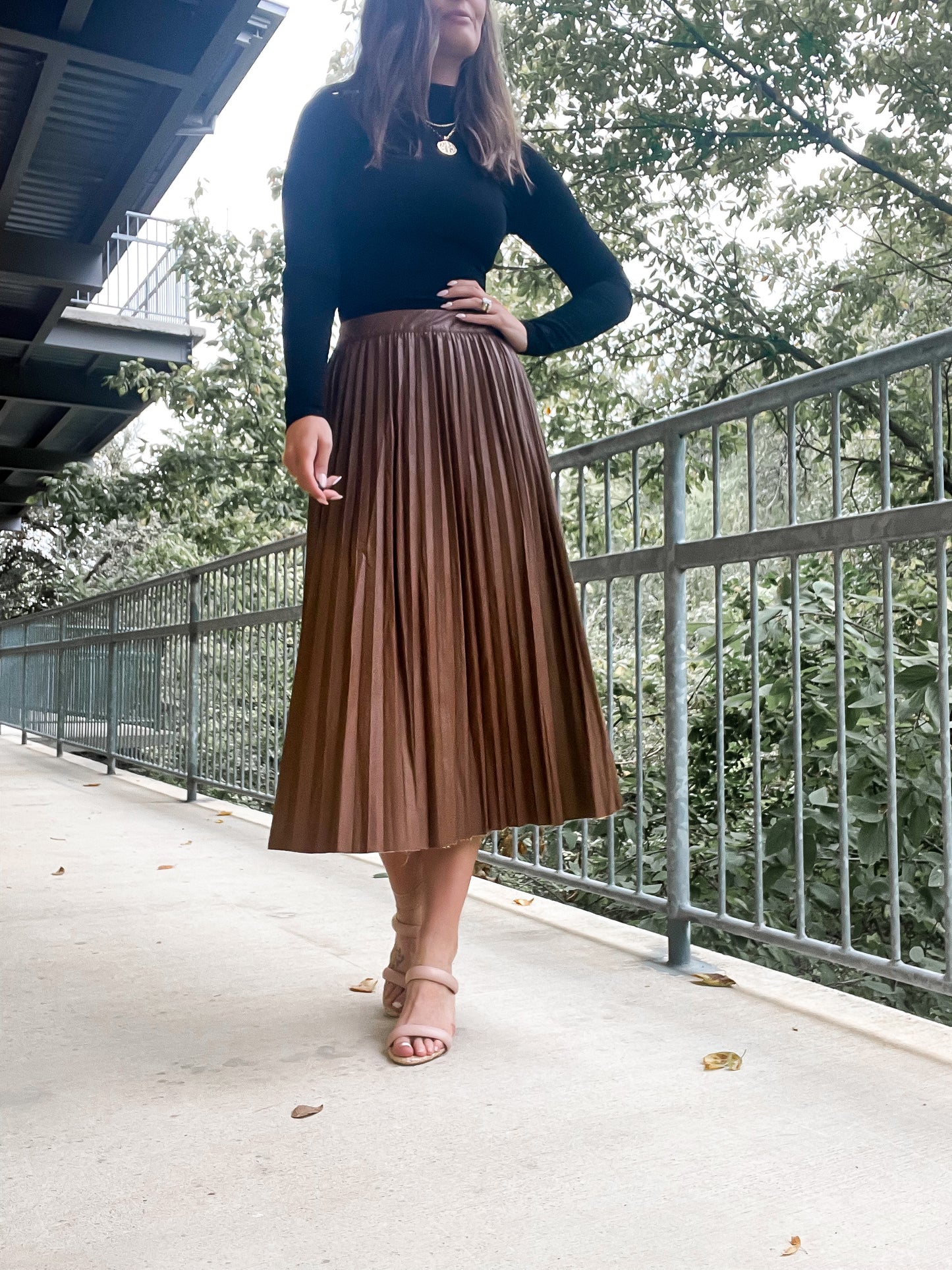 Leather Pleated Skirt
