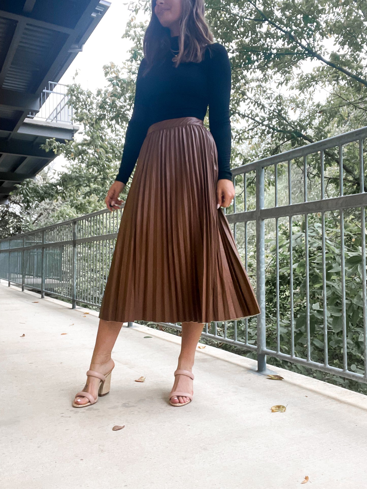 Leather Pleated Skirt