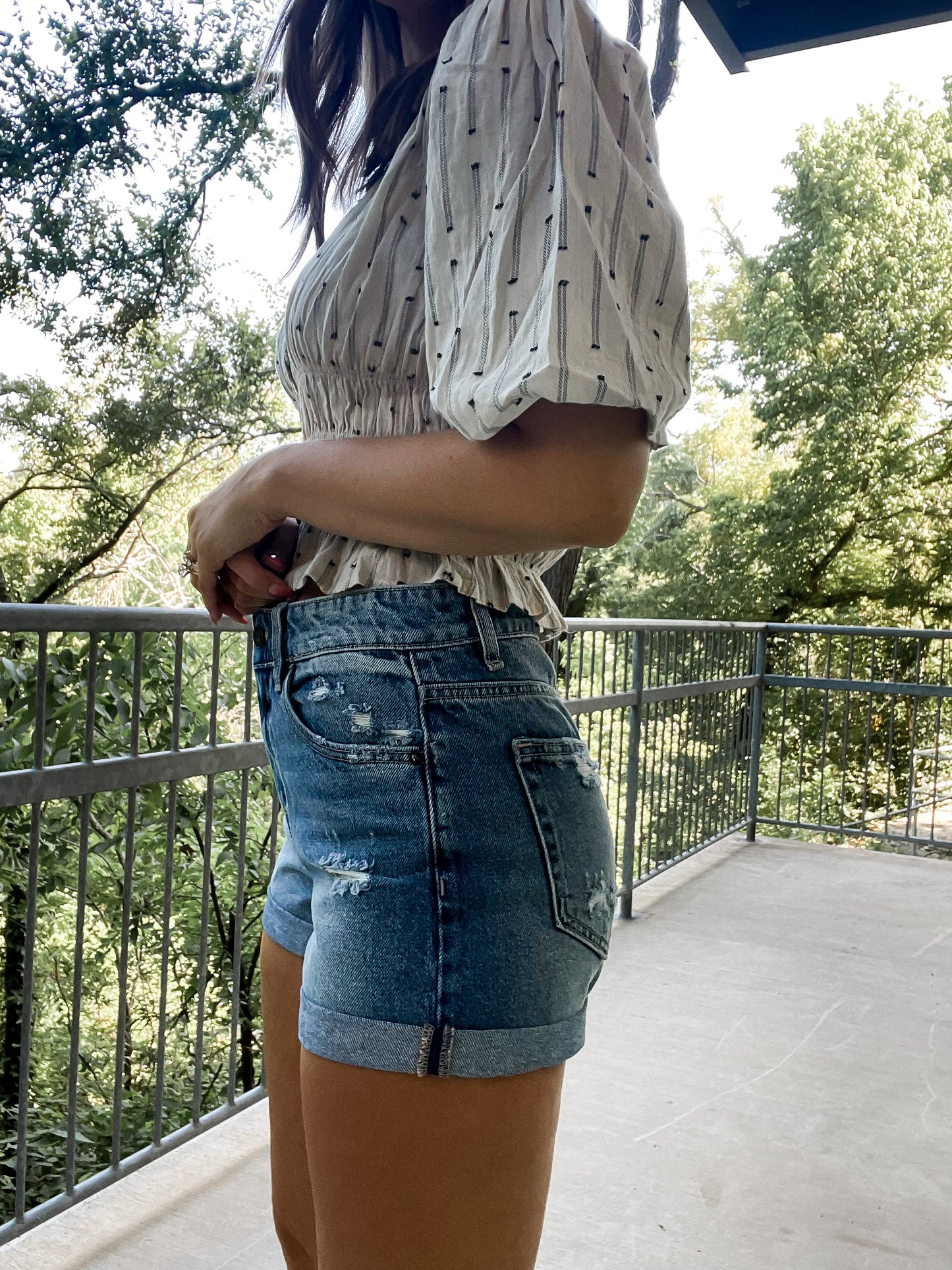 Riley High Rise Roll Up Boyfriend Shorts