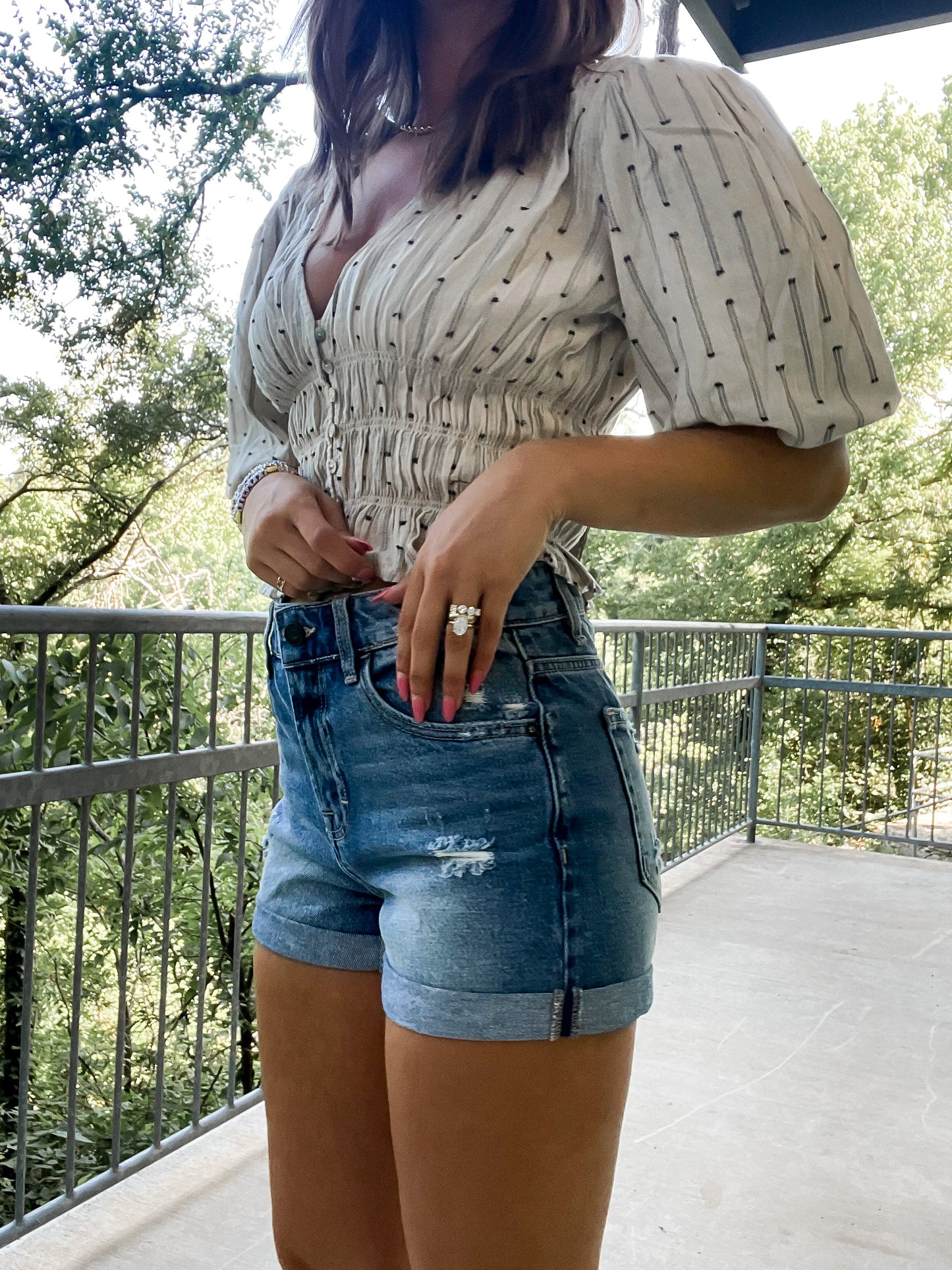 Riley High Rise Roll Up Boyfriend Shorts