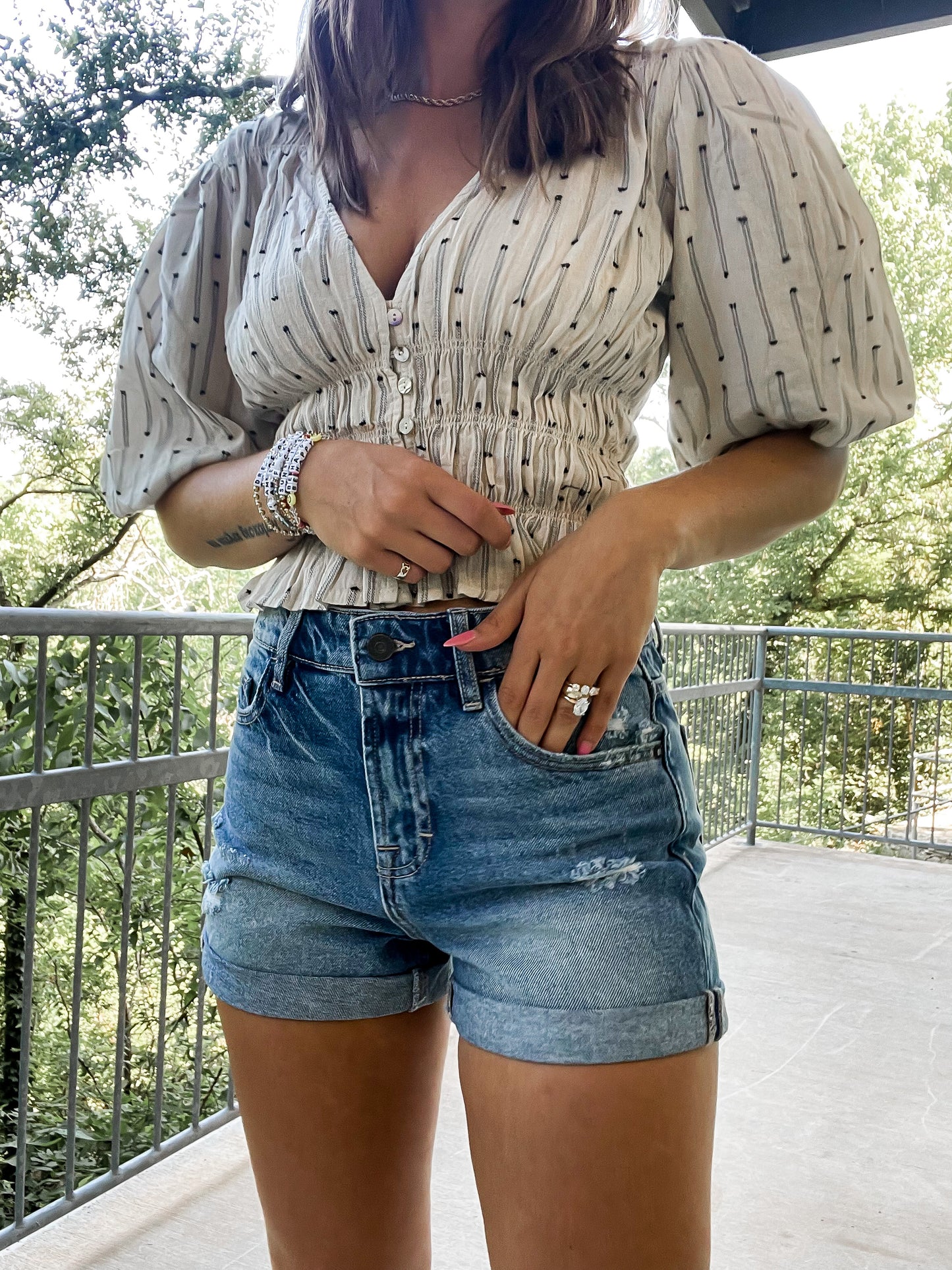 Riley High Rise Roll Up Boyfriend Shorts