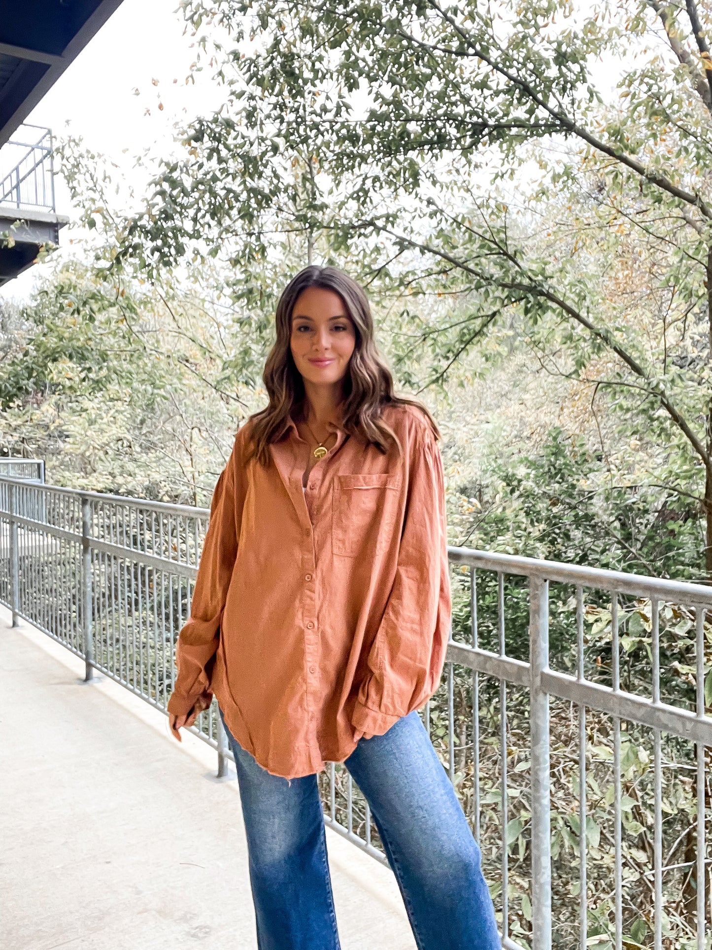 Balloon Sleeve Button Up - Hazelnut