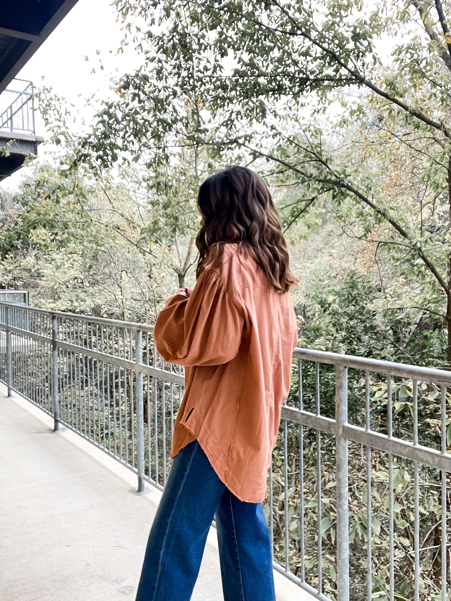 Balloon Sleeve Button Up - Hazelnut