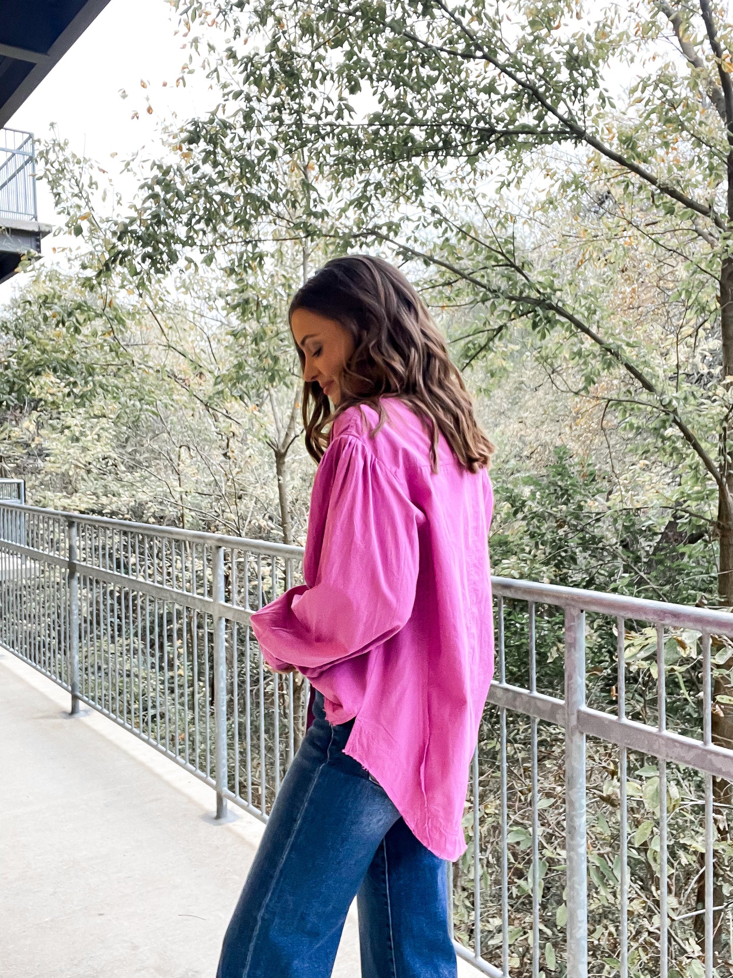 Balloon Sleeve Button Up - Orchid