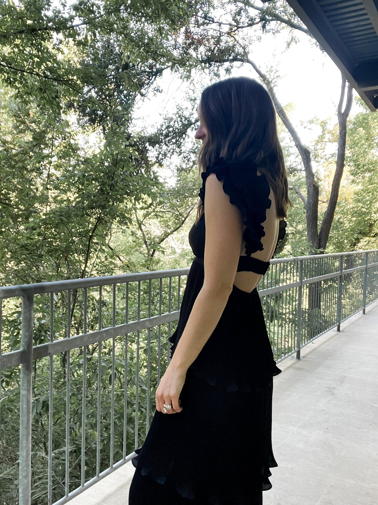 Layered Ruffle Dress - Black