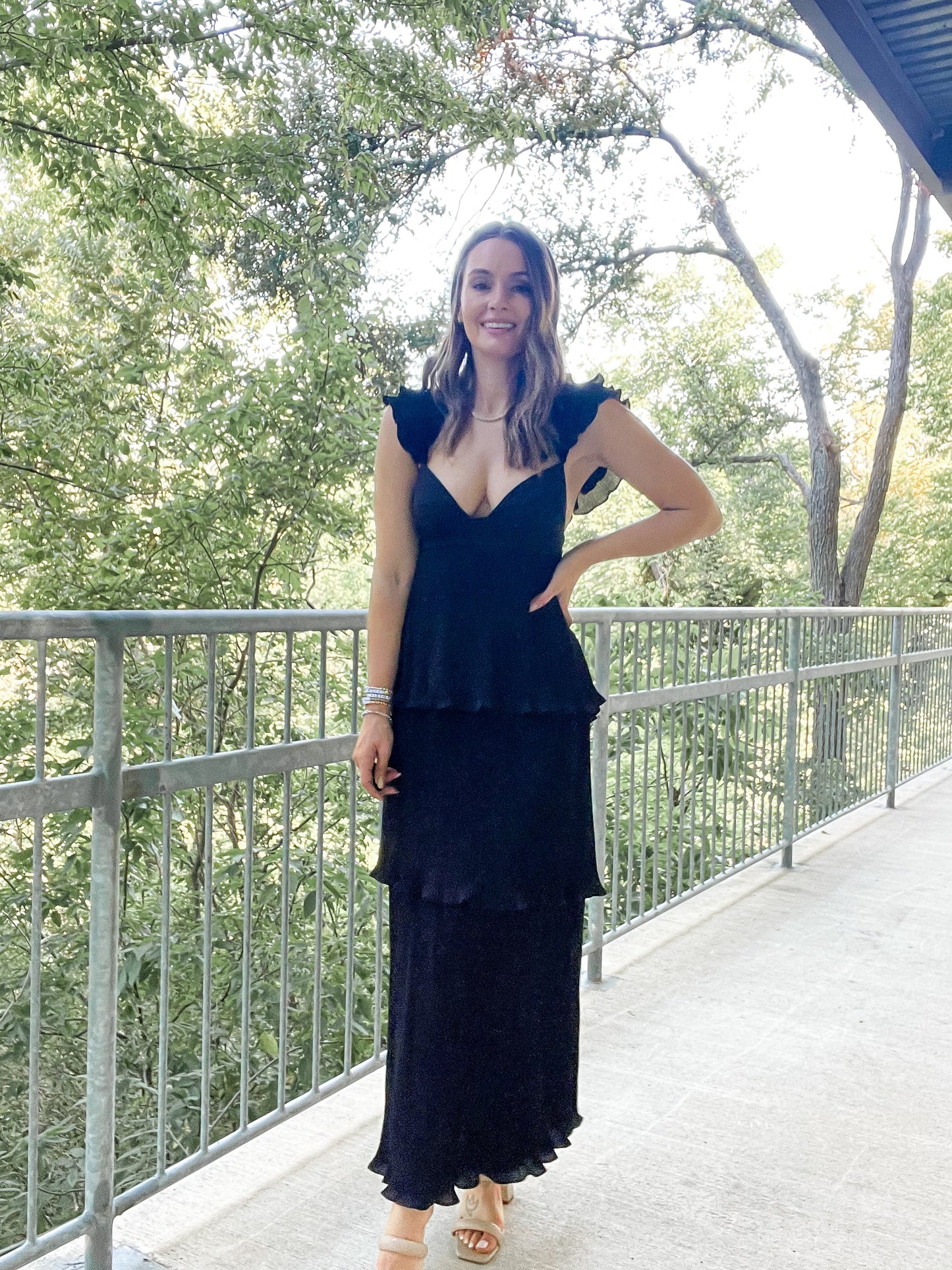 Layered Ruffle Dress - Black