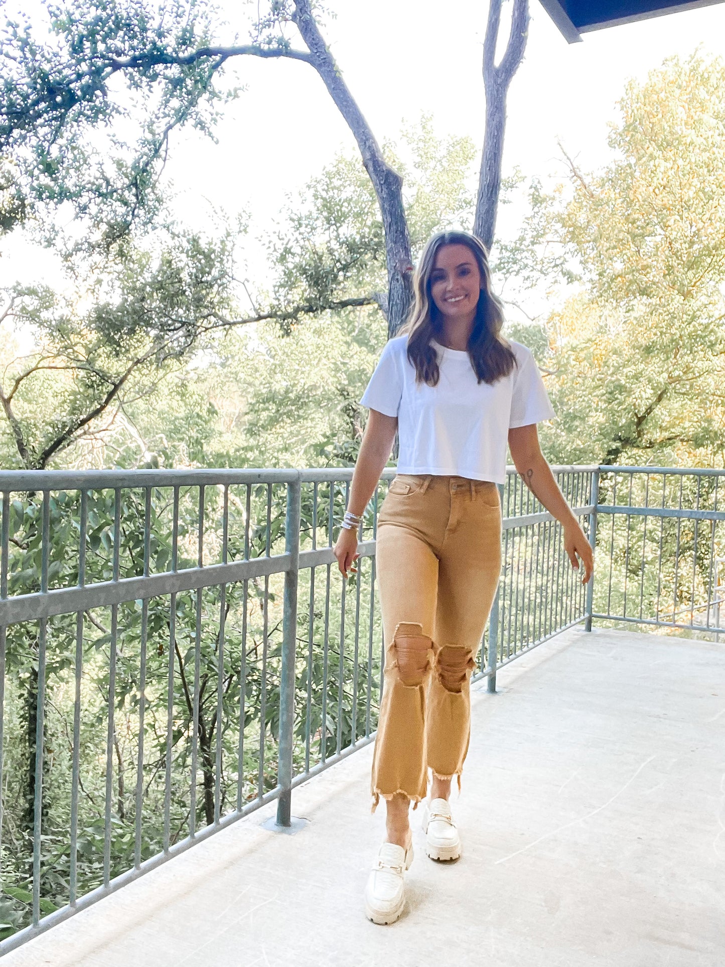 Vintage High Rise Crop Flare - Khaki