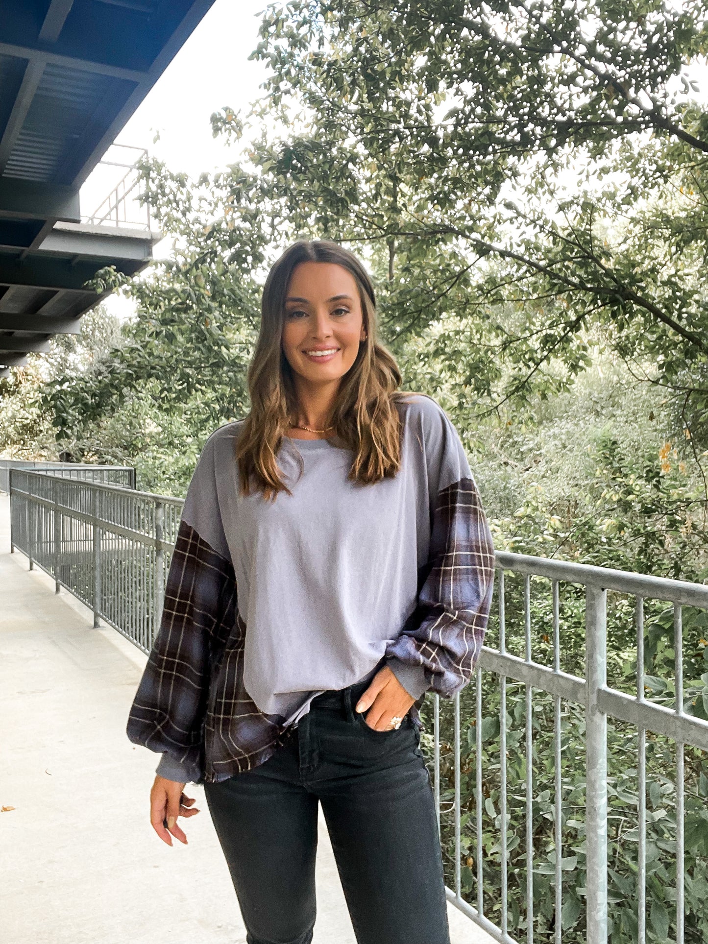 Flannel Tee- denim