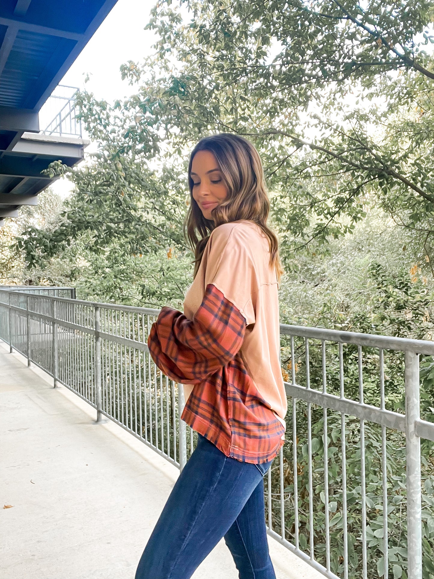 Flannel Tee - Blush