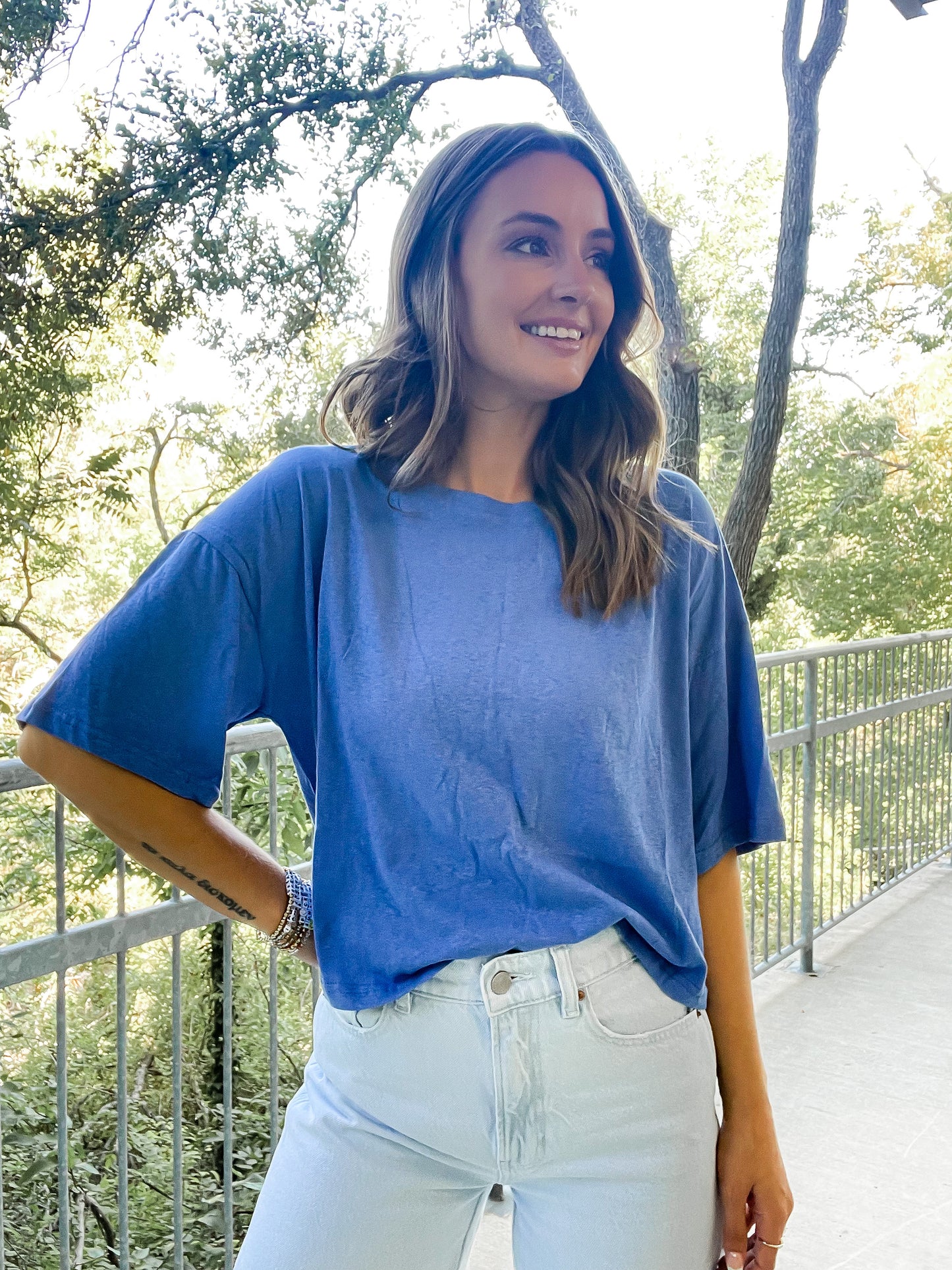 Cropped Tee- Blue Iris