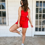 Red Linen Bow Set