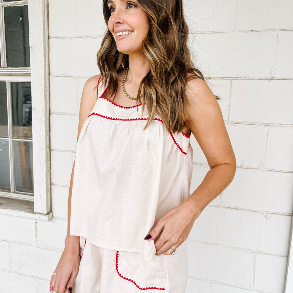 
                      
                        Embroidered Detailed Tank & Short Set
                      
                    