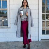 Houndstooth Plaid Long Coat