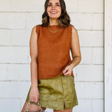 Rust Scalloped Knit Sweater Vest