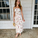 Floral Olive Tiered Dress
