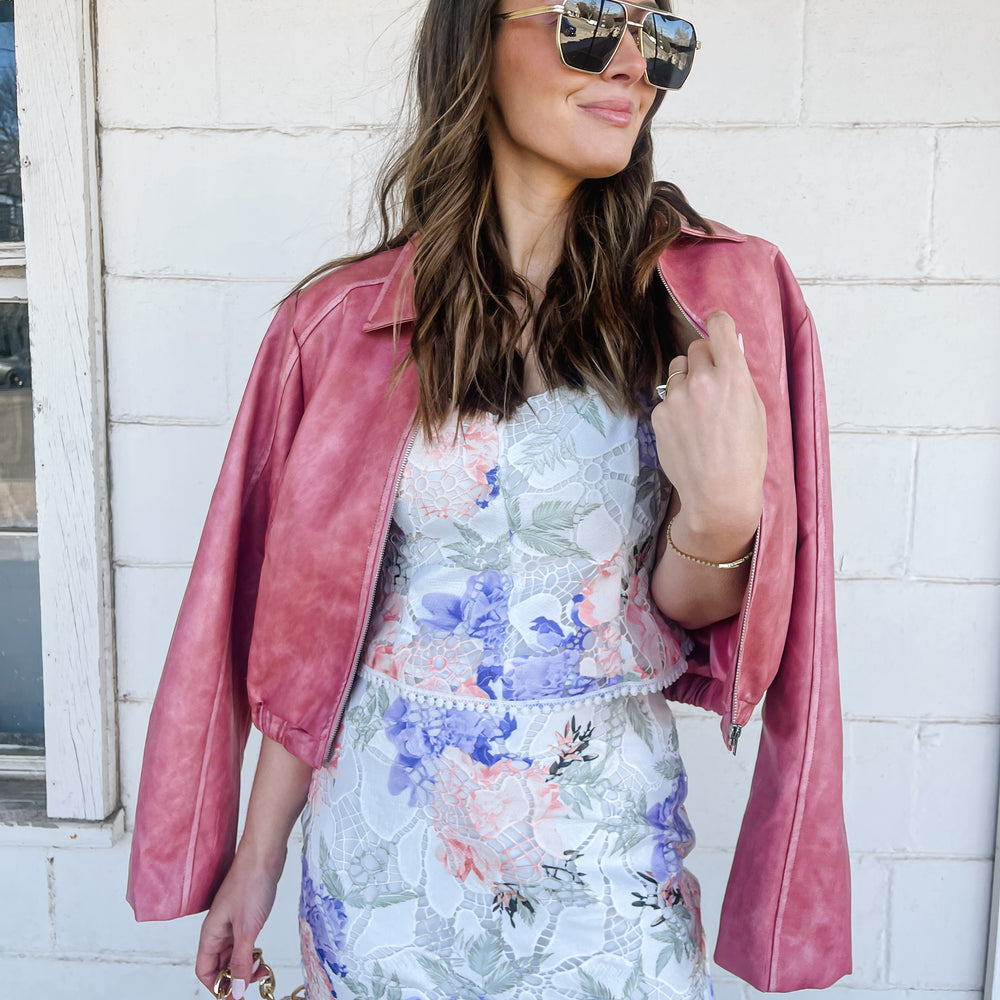 Lipstick Faux Leather Crop Jacket