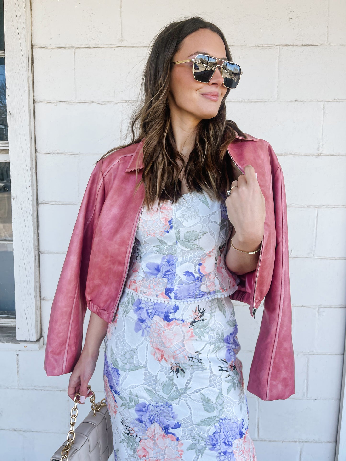 Lipstick Faux Leather Crop Jacket
