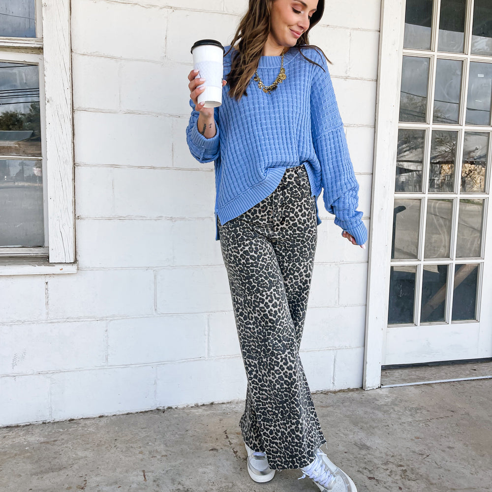 
                      
                        Sky Waffle Knit Sweater
                      
                    