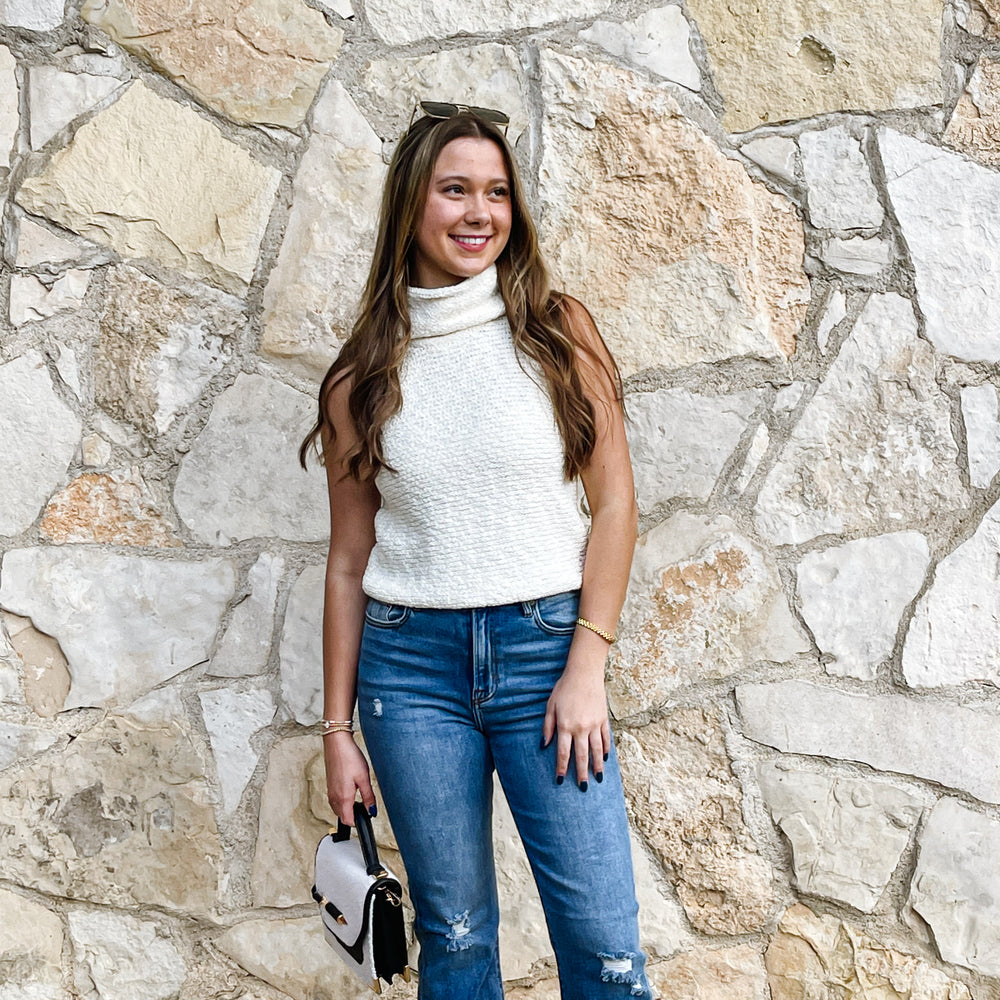 Sleeveless Turtleneck Sweater - Ivory