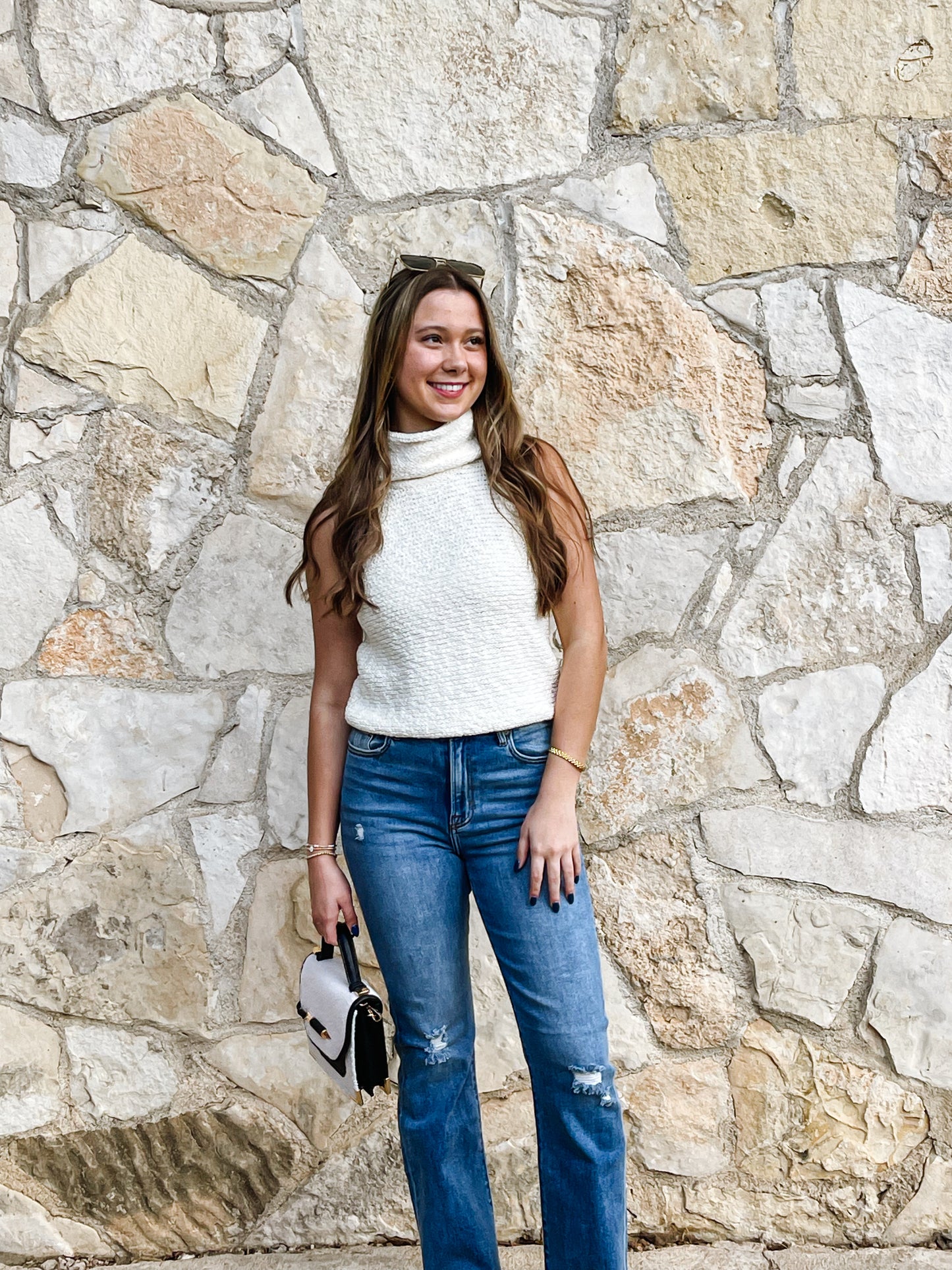 Sleeveless Turtleneck Sweater - Ivory