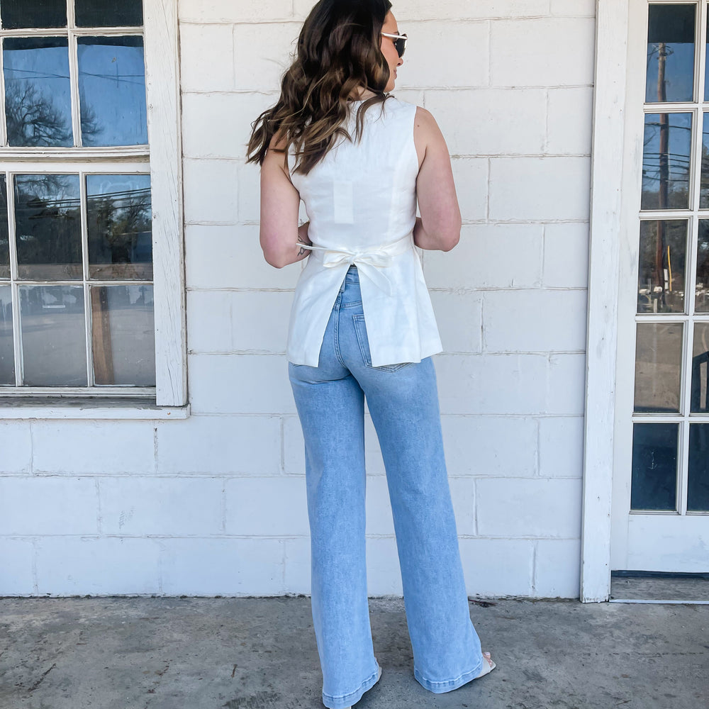 
                      
                        Tailored Longline Linen Vest
                      
                    