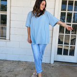 Solid Oversized Tee - Dusty Blue