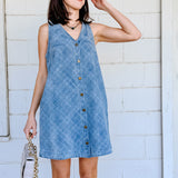 Printed Denim Button Dress