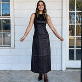 Chocolate Faux Leather Maxi Dress
