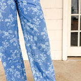 Super High Rise Drawstring Floral Soft Denim