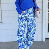 True Blue Floral Barrel Pant