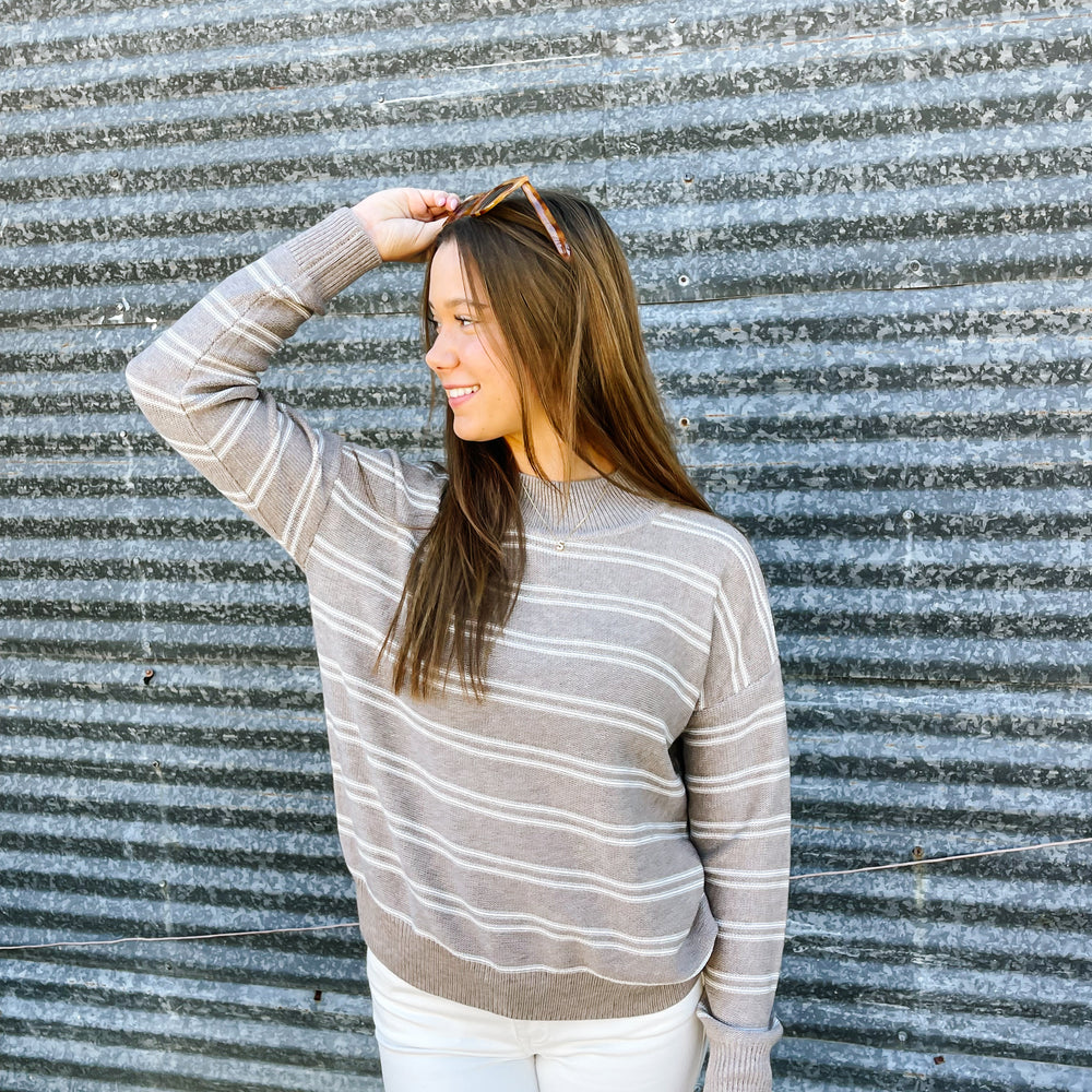 Ribbed Double Stripe Sweater