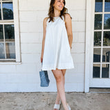Sleeveless A-line Mini Dress - White