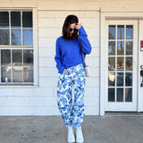 True Blue Floral Barrel Pant
