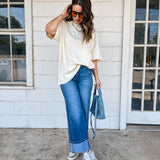 Solid Oversized Tee - Cream