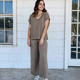 Mocha V-neck Lounge Set