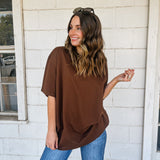 Solid Oversized Tee - Chocolate