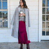 Houndstooth Plaid Long Coat