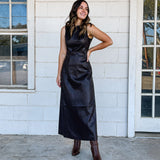 Chocolate Faux Leather Maxi Dress