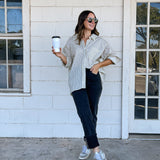 Striped Over Sized Button Up
