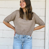 Taupe Short Sleeved Sweater