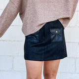 Suede Contrast Mini Skirt