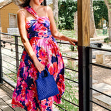 Water Color One Shoulder Maxi